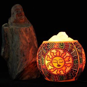 HANDCRAFTED - TRIBAL SUN- HIMALAYAN SALT ROCK OIL DIFFUSER LAMP